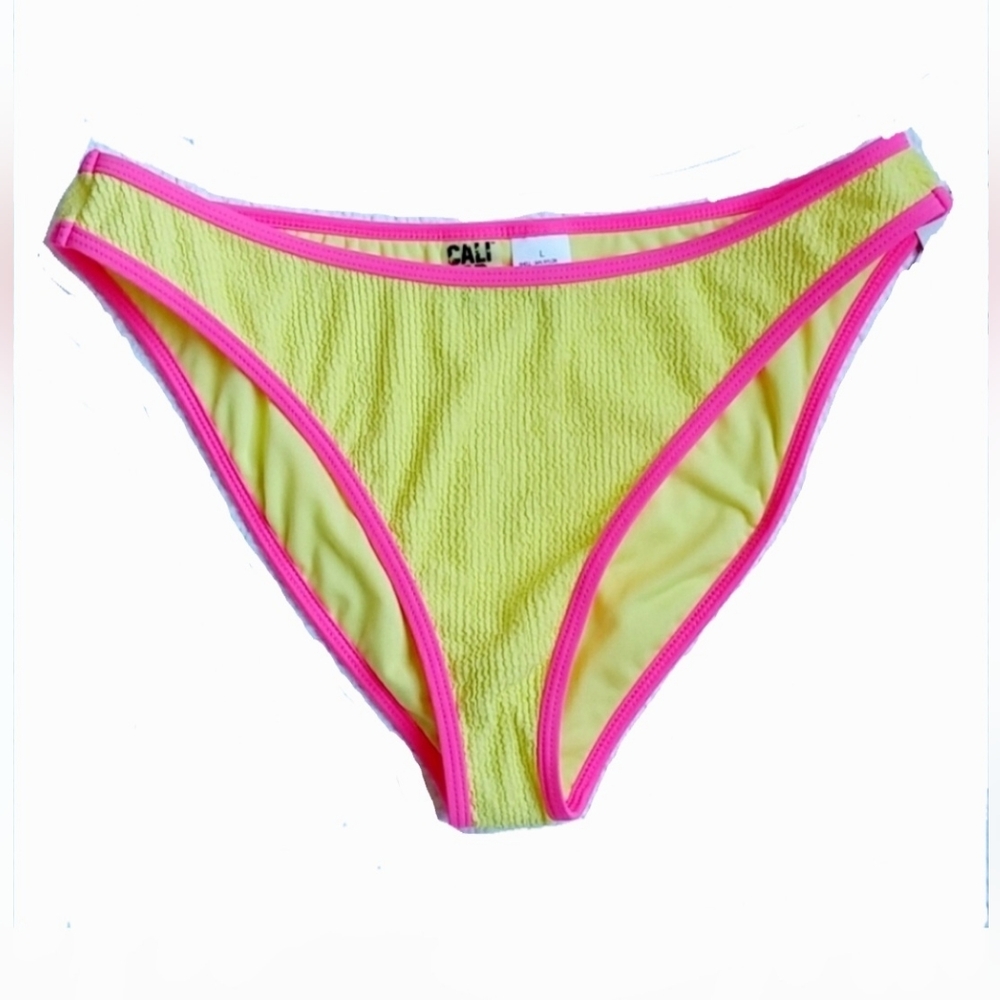 California Sunshine Yellow Pink Bikini Bottom Size Large